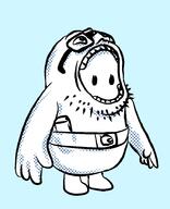 arm clothes fall_guys full_body glasses hand leg open_mouth soyjak stubble variant:fallson video_game // 747x919 // 25.5KB