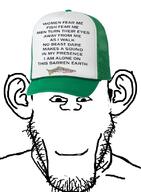 animal closed_mouth clothes ear fish full_body hat open_mouth small_eyes smile soyjak stubble tail text variant:markiplier_soyjak // 601x819 // 222.7KB