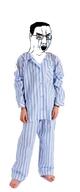 bloodshot_eyes crying full_body glasses hair irl open_mouth pajamas soyjak variant:chudjak // 472x1130 // 48.2KB