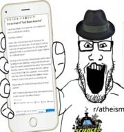 arm atheism atheism_(reddit) award beaker christianity clothes covid explosion fedora glasses god god_bless_america hair hand heart holding_object holding_phone i_fucking_love_science iphone open_mouth phone r_athiesm reddit reddit_gold reddit_moment redditard religion science soyjak spaceship stubble subvariant:phoneplier subvariant:phoneplier_vertical teeth text tshirt united_states variant:markiplier_soyjak wall_of_text wordswordswords // 600x641 // 324.7KB