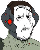 brown_hair hair jetstream_sam metal_gear metal_gear_rising mustache scar smile smug soyjak stubble variant:smugjak video_game // 628x772 // 149.8KB