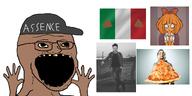 arm ascence_(music_producer) ascence_(user) brown_skin cap clothes female flag flag:italy hand hands_up hat italy kike_nose meta:namefags mustache mymy ongezellig open_mouth pizza poop shitalian shitaly soyjak stubble variant:im_a_bit_shy yellow_sclera yellow_teeth // 2000x1000 // 610.1KB