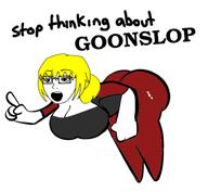 bent_over cleavage closed_mouth clothed female femjak full_body glasses hair kate kate_hikes large_breasts nate open_mouth stubble subvariant:soygirl text yellow_hair // 765x704 // 167.7KB