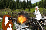 2soyjaks angry beaver blood bloodshot_eyes clenched_teeth clothes dam explosion forest glasses hat irl_background kakhovka_dam nosebleed open_mouth russia russo_ukrainian_war stubble subvariant:feralbeaver subvariant:feralrage subvariant:feralsquirrel trend:squirreljakking ukraine variant:feraljak // 620x413 // 127.6KB