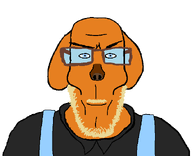 approver artist:soynorthropf5 beard black_shirt dog dog_ear glasses janny meta:op_took_a_selfie_of_xerself nose orange_skin overalls smile stubble subvariant:euroaryan subvariant:euromutt transparent_background variant:markiplier_soyjak // 618x502 // 11.4KB