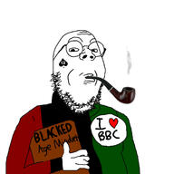 badge book bronze_age_mindset closed_mouth flag flag:pan-african glasses holding_book holding_object pan_african pipe smoke smoking stubble text variant:gapejak // 1500x1500 // 213.5KB
