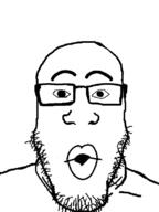 glasses half_open_mouth merge series:fusionjaks soyjak stubble thick_eyebrows variant:markiplier_soyjak variant:nojak // 600x800 // 115.6KB