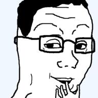 glasses groomer hair hand looking_to_the_left nas:wojak transparent_background variant:chudjak // 600x600 // 11.7KB