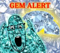 arm diamond excited gem gem_alert gem_skin glasses hand open_mouth soyjak stubble text variant:ppp // 1210x1080 // 1.3MB