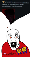 award awards consent monocle moustache open_mouth pervert red_shirt reddit shaved speech_bubble transheart variant:el_perro_rabioso // 427x800 // 136.8KB
