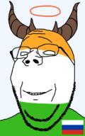 coolguynow12344 glasses halo horn indian_flag russian_flag smile soyjak stubble subvariant:wholesome_soyjak variant:gapejak // 500x800 // 94.0KB