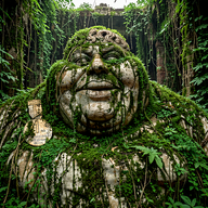 ancient award badge big_lips bust dirty fat hair meta:ai_generated moss obese old pillar plant sculpture statue stone subvariant:fat_alicia temple variant:alicia vine // 512x512 // 657.9KB