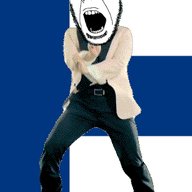 animated country dance finland flag full_body gangnam_style glasses irl open_mouth push_pin soyjak sticky stubble variant:cobson // 300x460 // 277.0KB