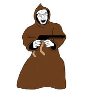 angry blood_(game) cloak firearm full_body glasses gun holding_gun holding_object open_mouth rope soyjak stubble variant:feraljak video_game weapon // 1500x1500 // 71.3KB