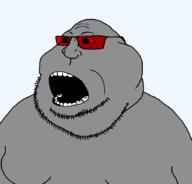 9a0c admin fat glasses grey_skin gynaecomastia looking_to_the_left open_mouth soyjak stubble transparent_background variant:meximutt // 888x849 // 34.4KB