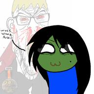 amphibian award blue_shirt drawfag female frog hair nas:pepe nate nusoi oldfag pepe_the_frog seething subvariant:feralrage text variant:feraljak // 1000x1000 // 312.4KB