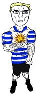 blue_eyes buff clothes flag full_body soyjak subvariant:chudjak_front subvariant:unbotheredchud tshirt uruguay variant:chudjak vein yellow_hair // 549x1268 // 42.5KB