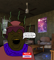 apartment clothes comic_sans hat jimbo_(namefag) meta:namefags mtv_cribs name_tag niko_(oneshot) oneshot poster speech_bubble text variant:alicia // 1000x1096 // 1.1MB