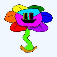 blue colourjak cyan flower flowey glasses green open_mouth orange petals pink plant purple red stem undertale variant:floweyjak yellow // 1000x1000 // 14.7KB