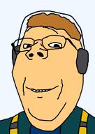 black_jacket blue_shirt clean_shaven clothes club_kid glasses headphones looking_at_you no_stubble orange_hair smile subvariant:wholesome_soyjak transparent_background variant:gapejak video_game white_skin // 1000x1409 // 35.8KB