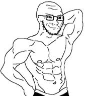 arm buff glasses hand smile smug soyjak stubble variant:soyak // 600x667 // 112.0KB