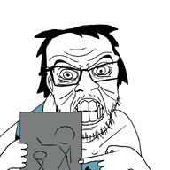 angry caveman glasses hair neutral_milk_hotel pointing rock stubble teeth variant:feraljak // 1024x1024 // 233.2KB