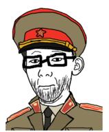 closed_mouth clothes collar_tabs communism ear epaulettes glasses hammer_and_sickle hat kgb kuz meta:low_resolution military_uniform necktie soviet_army_uniform soviet_union soyjak star stubble uniform variant:carterjak variant:kuzjak // 289x350 // 56.9KB