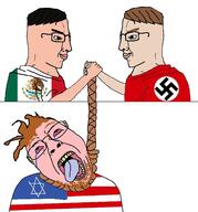 aryan chud flag:mexico flag:nazi_germany flag:united_states handshake hanging mexiaryan mexico national_socialism nazi_germany nazism swastika united_states usa_flag variant:chudjak // 1560x1677 // 559.2KB