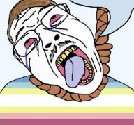 crying glasses hanging map_(pedophile) mustache noose pedophile red_eyes rope speech_bubble tongue variant:bernd // 768x719 // 207.3KB