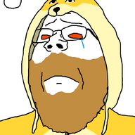 antenna beard closed_mouth clothes crying dog doge glasses hood hoodie jacket red_eyes reddit roygbivsloweddown sad soyjak subvariant:wholesome_soyjak variant:gapejak zipper // 800x1000 // 34.7KB