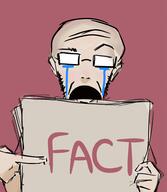 arm crying ear fact glasses hand open_mouth pointing soyjak stubble text variant:unknown white_skin // 828x950 // 295.1KB