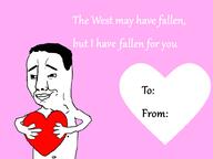 arm chud closed_mouth glasses hair hand heart holding_heart holding_object nipple smile soyjak text the_west_has_fallen valentine variant:chudjak // 1000x750 // 152.6KB