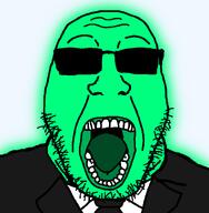 central_intelligence_agency clothes federal_bureau_of_investigation glasses glowie glownigger green_skin merge necktie subvariant:berndplier suit suit_and_tie sunglasses variant:bernd variant:markiplier_soyjak // 1148x1175 // 132.1KB