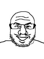 bald barneyfag don_turtelli glasses mustache smile soyjak stubble subvariant:lawrence variant:markiplier_soyjak // 481x643 // 20.2KB