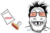 approval approved bu5t_(user) connor_howard hair hand lips looking_to_the_left open_mouth paper sating_(user) smile smirking soyjak stamp stubble subvariant:grinlook_poggers variant:markiplier_soyjak // 1200x800 // 128.2KB