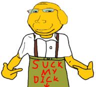 arm arrow clothes ear glasses hand implied_blowjob janny merge pointing smile soyjak stubble subvariant:massjak variant:gapejak variant:shirtjak yellow_skin // 618x559 // 68.0KB