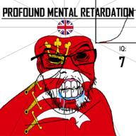 angry bald bell_curve black_eyes black_hole black_sclera british clenched_teeth closed_mouth country cracked_teeth crown drool ear england flag flag:middlesex flag:united_kingdom glasses hair iq iq_bell_curve middlesex mustache nightmare_fuel no_pupils profound_mental_retardation retard soyjak stubble sword text united_kingdom variant:feraljak wrinkles // 1024x1024 // 128.0KB