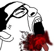 artist:crimsonvoidhydra1488 blood closed_eyes ear edit glasses gore hair open_mouth soyjak stubble tongue transparent_background variant:poop_eater // 351x329 // 41.3KB