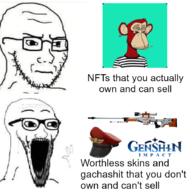 clothes genshin_impact glasses hat nft open_mouth place_japan soyjak stubble subvariant:wewjak team_fortress_2 text variant:soyak // 892x892 // 367.1KB
