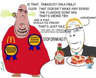 amerimutt award blood blue_eyes brown_skin glasses gooning hair ice_cream jelly mcdonalds nigger peanut_butter peanut_butter_and_jelly_sandwich red_eyes soyjak stubble subvariant:nucob suit_and_tie tabasco teeth text variant:cobson yellow_hair // 1536x1258 // 718.1KB