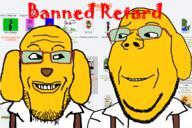 2soyjaks animal are_you_soying_what_im_soying ban clothes dog ear glasses grin janny looking_at_each_other retard smile soyjak soyjak_party stubble subvariant:wholesome_soyjak suspenders text variant:gapejak variant:markiplier_soyjak yellow_skin // 1200x800 // 247.6KB