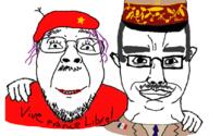 2soyjaks chud_troon_alliance clothes communism ear flag flag:france france friendship glasses hair hand happy makeup mustache purple_hair smile soyjak stubble subvariant:chudjak_front swastika tranny variant:bernd variant:chudjak // 834x541 // 329.4KB