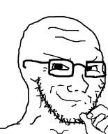 closed_mouth glasses hand looking_to_the_left smile smug soyjak stubble subvariant:soyak_(smug) template variant:soyak // 644x800 // 10.3KB