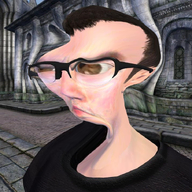 3d black_shirt brown_eyes clothes distorted ear glasses hair lips looking_to_the_left mustache oblivion shit_skin teeth variant:vlodson videogame // 716x717 // 800.8KB
