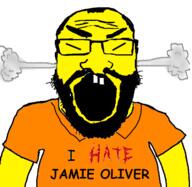 angry asian balding beard buck_teeth closed_eyes clothes comic_sans fume glasses hair i_hate jamie_oliver nigel_ng open_mouth soyjak subvariant:science_lover text tshirt uncle_roger variant:markiplier_soyjak yellow_skin // 477x465 // 114.8KB