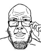 closed_mouth glasses hand soyjak stubble variant:markiplier_soyjak // 600x800 // 99.2KB