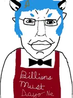 apron billions_must blue_hair closed_mouth clothes ear glasses hair lips no_stubble nose smile subvariant:pol_face variant:chudjak vtuber wrinkles // 1080x1452 // 110.9KB