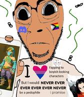 android_17 bald bisexual biting_lip boykissersilly_cat clothes discord distorted dragon_ball flag:bisexual_pride_flag flag:progress_pride_flag gay glasses holding_object i_love i_would_never legend_of_zelda lgbt link pedophile phone stubble subvariant:hornyson variant:cobson // 787x900 // 454.8KB