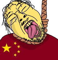 aliased asian buck_teeth china chinkroach chinksectoid chinktroon crying flag:china glasses hair hanged hanging rope slant_eyes stubble sweat_stain tongue variant:bernd yellow_skin yellow_teeth // 768x786 // 40.0KB