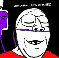 closed_eyes clothes deformed glasses hospital intravenous_drip nasal_cannula open_mouth relieved smile soyjak stubble subvariant:emmanuel subvariant:wholesome_soyjak text tshirt variant:gapejak // 752x738 // 114.6KB